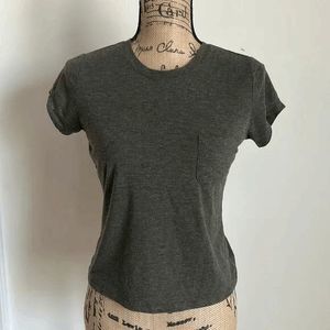 Gray Front Pocket Short Sleeve Shirt